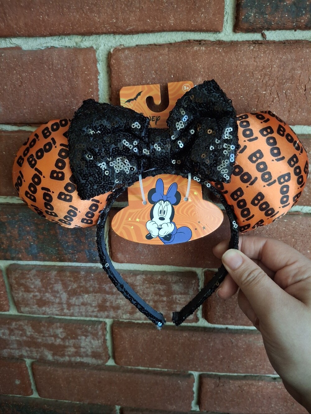 Disney Halloween Minnie Ears Headband - Black & Orange